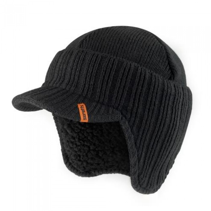 Peaked Knitted Hat (Black)